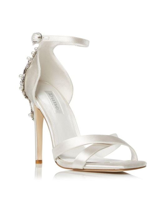 Dune White Ladies Maridel Embellished Cross Strap Wedding Sandals