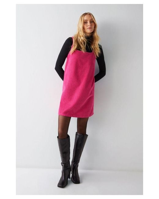 Warehouse Pink Cord Strappy Mini Shift Dress