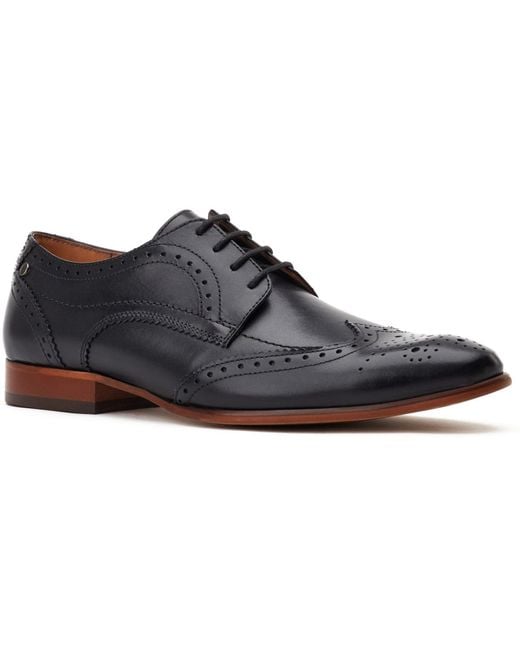 Base London Black Barbera Excel Leather Brogues Shoes for men