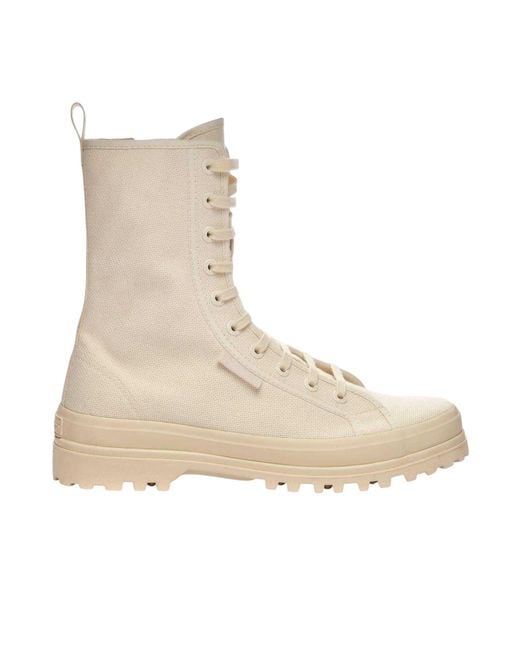Superga Natural Ladies 2341 Alpina Canvas Platform Boots (Raw)