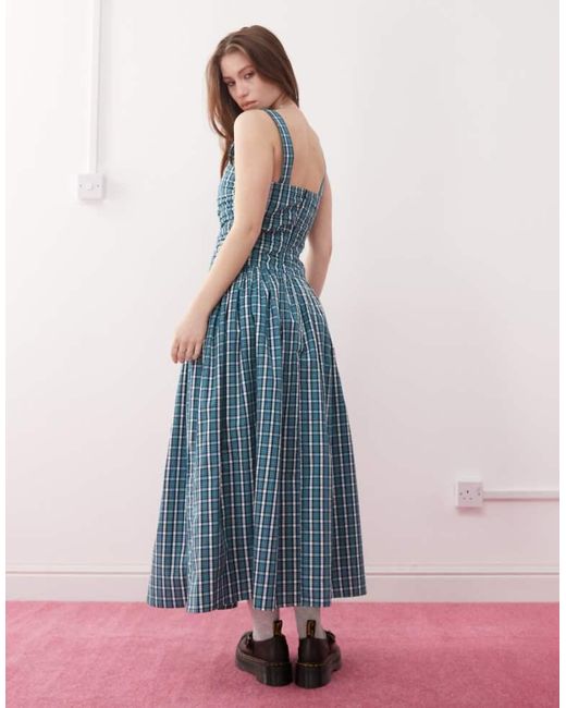 Reclaimed Vintage Blue Midi Sundress With Drop Waist