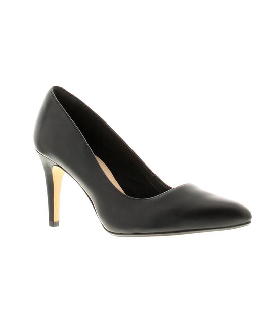 Clarks Black Laina Rae Leather Ladies Heels Court Shoes