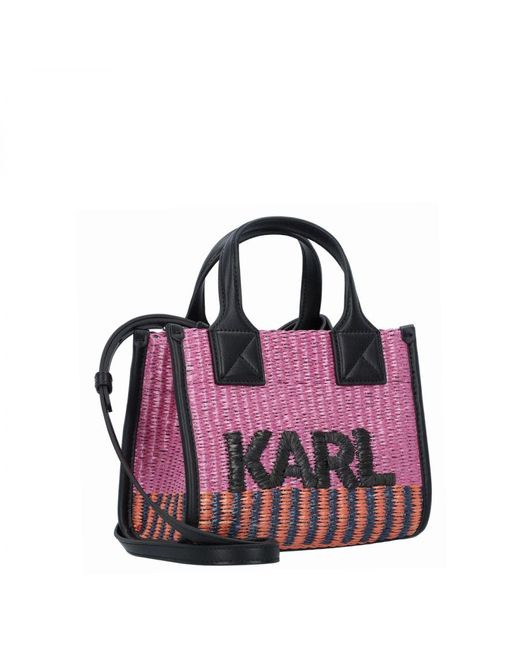 Karl Lagerfeld Purple Synthetic Material Magnetic Fastening Handbag