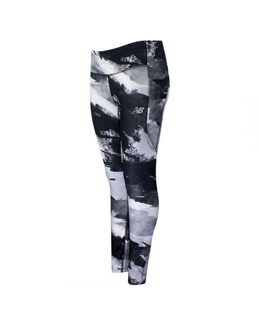 New Balance Blue Printed Dark Impact Running Tight Leggings Wp11264 Siy