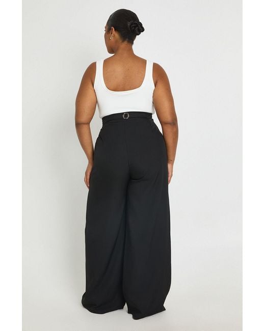 Boohoo Black Plus Adjustable Waist Straight Leg Trouser