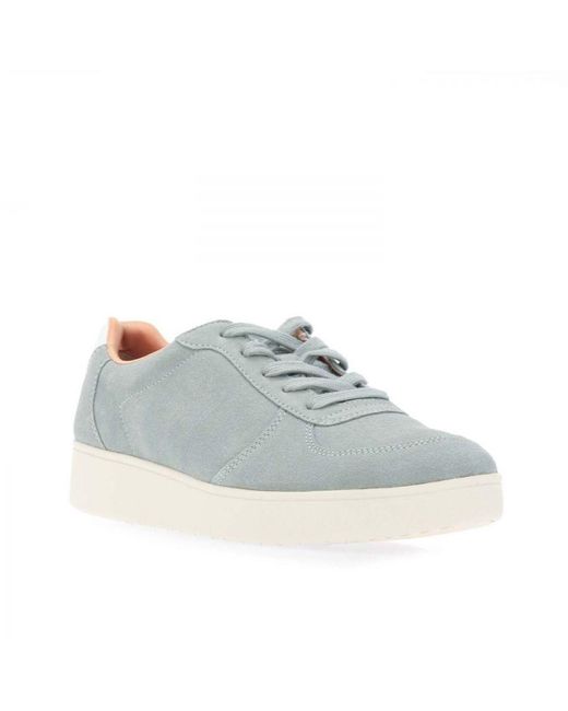 Fitflop Dames Fit Flop Rally Suede-mix Panel Trainers In Blauw in het Gray