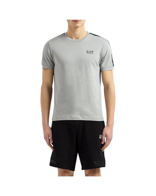 Armani Gray Ea7 Emporio 3Dpt35 Pj02Z Tape Logo T-Shirt Griffin Casuaul Tee for men