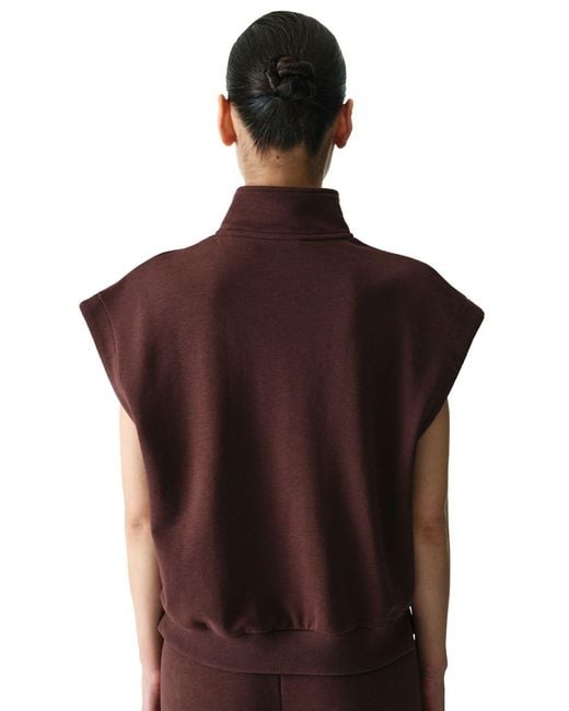 Penti Brown Sleeveless Half-Zip Sweatshirt