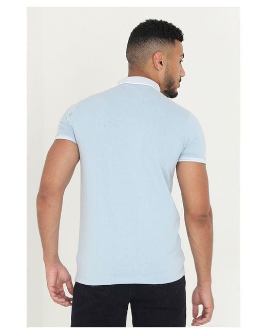 Brave Soul White Pale 'Glover' Short Sleeve Jacquard Collar Jersey Polo Shirt for men