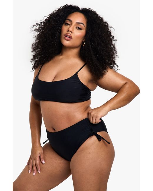Boohoo Black Plus Swimwear Essentials Scoop Bikini Top