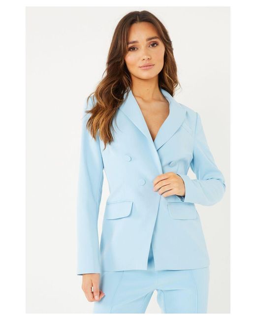 Quiz Blue Double Breasted Tailored Blazer