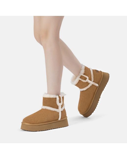 EverAu Australia Natural Ever Au Barren Leather Chic Platform Short Boots