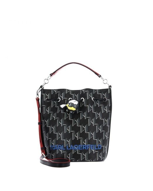 Karl Lagerfeld Black Leather Handbag With Magnetic Closure