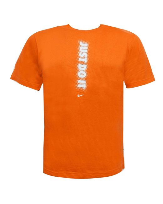 Nike Orange Just Do It T-Shirt Casual Graphic Top 171925 843 Cotton for men