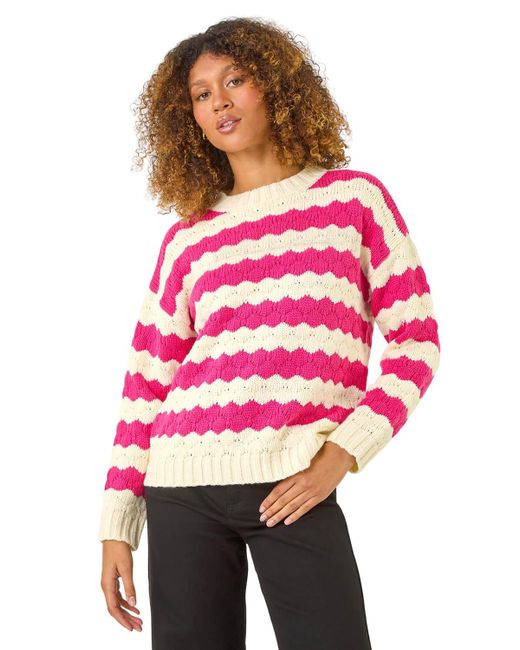 Roman Red Wave Colour Block Knit Jumper