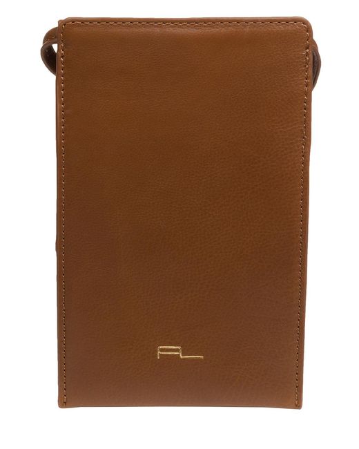 Pure Luxuries Brown Lana' Nappa Leather Cross Body Phone Bag