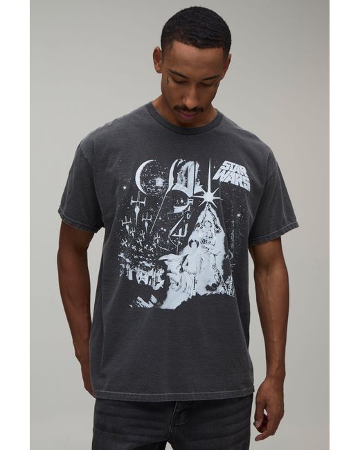 BoohooMAN Gray Oversized Star Wars License Print T-Shirt for men