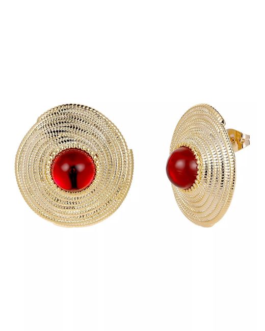 The Jewellery Stockroom Metallic Plated Disc Stud Earrings With Stone