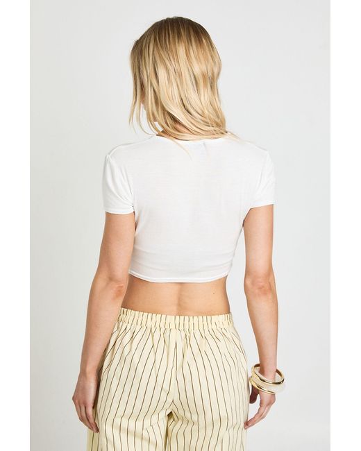 Boohoo White Petite Basic Short Sleeve Crew Neck Crop Top
