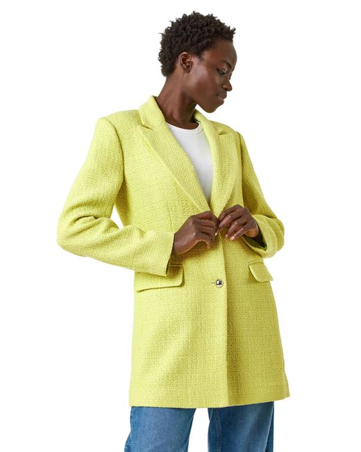 Roman Yellow Longline Boucle Textured Jacket