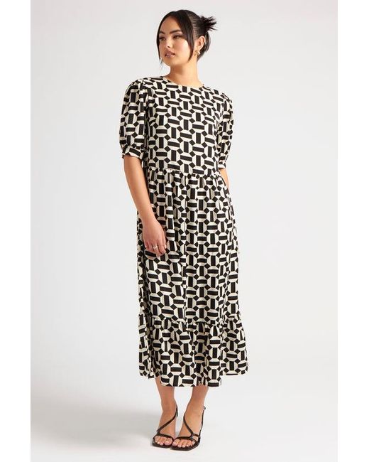 Urban Bliss White Pattern Geometric Smock Dress