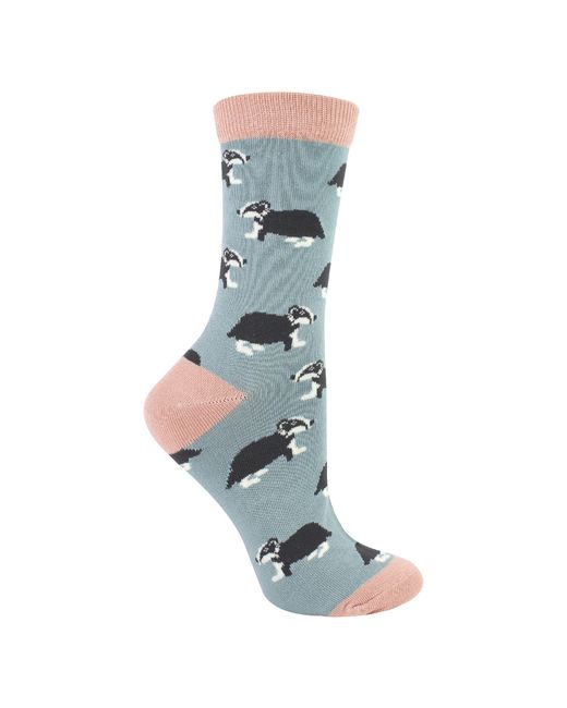 Miss Sparrow Blue 1 Pack Ladies Novelty Animal Patterned Bamboo Socks