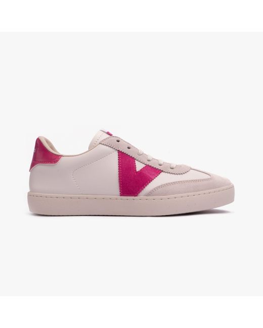 Victoria Pink Berlin Faux Leather & Split Trainers Fucsia