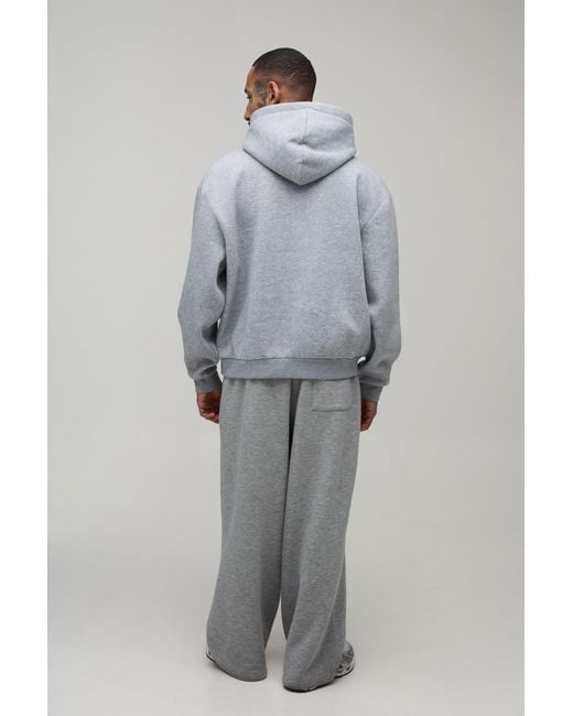 BoohooMAN Gray Oversized Boxy Dot Embroidered Hoodie for men
