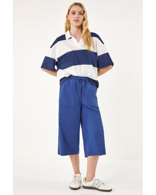 Roman Blue Drawcord Stretch Culottes