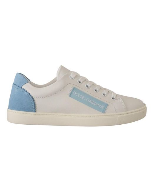 Dolce & Gabbana Blue Leather Low Top Sneakers Shoes
