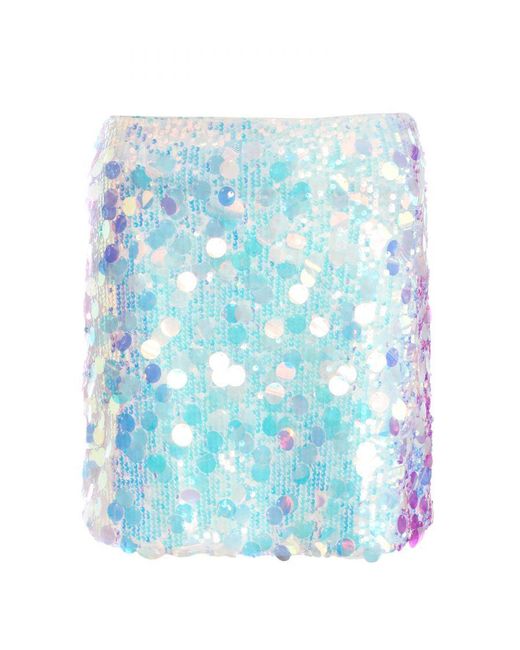 Quiz White Iridescent Disc Sequin Mini Skirt