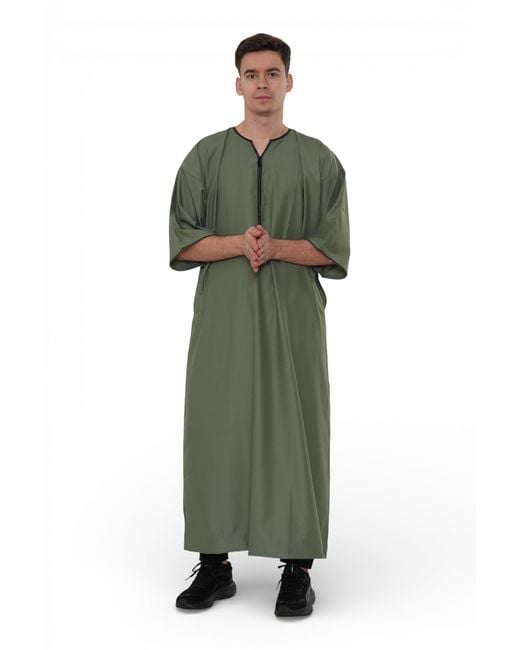 Thobez Green Ramadan Moroccan Gandoura Thobe Robe Djellaba Eid Jubba- Tt-006 for men