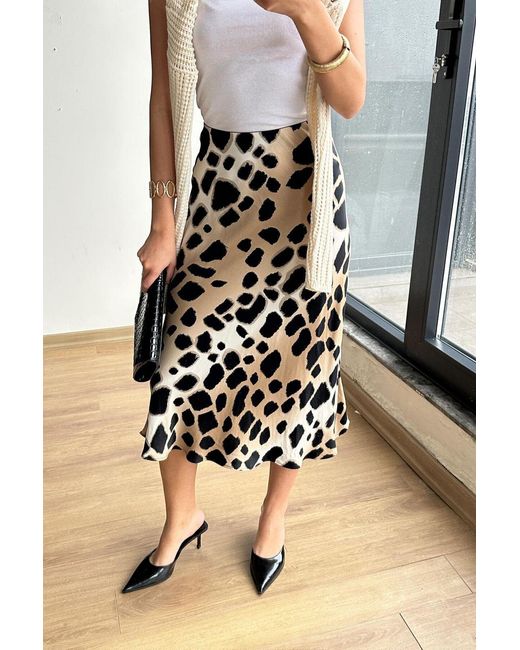MixRay Luipaard Midi Rok in het Natural