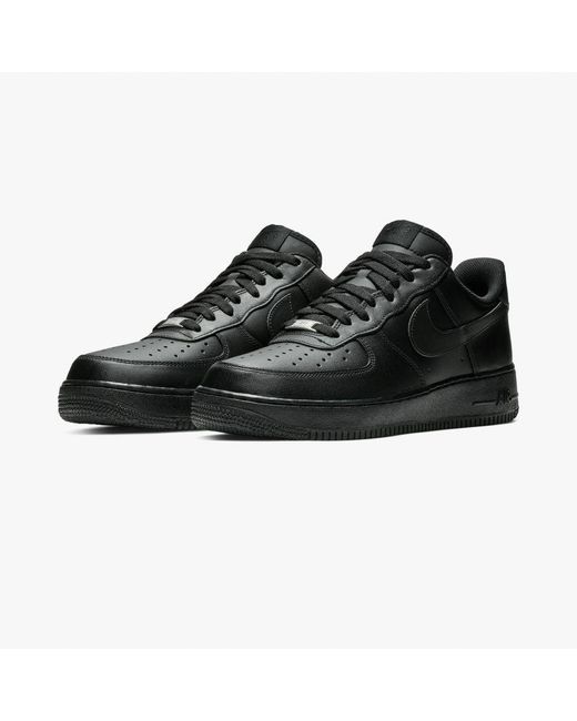 Nike Black Air Force 1 '07 Trainers/ Leather