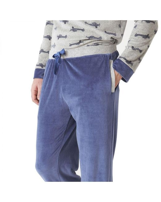 J And J Brothers Blue Long Sleeve Pajamas Jjbdp5300 for men