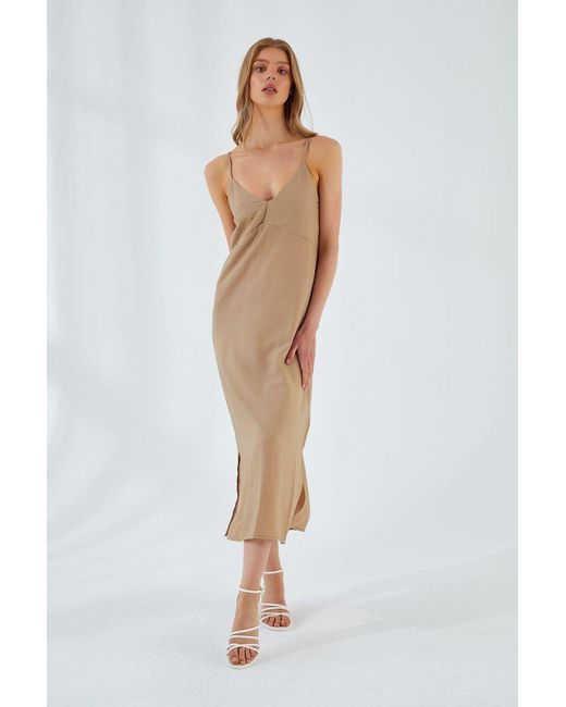 MixRay V-Hals Split Midi-Jurk in het White