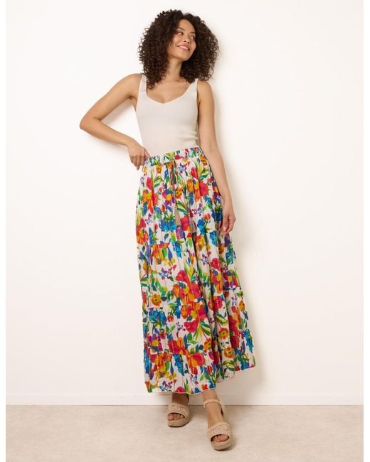 Blue Vanilla White Tiered Bright Maxi Skirt