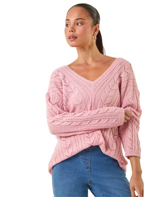 Roman Pink Petite V-Neck Knit Jumper