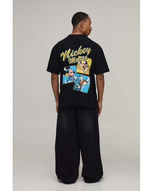 BoohooMAN Black Oversized Mickey Mouse License Print T-Shirt for men