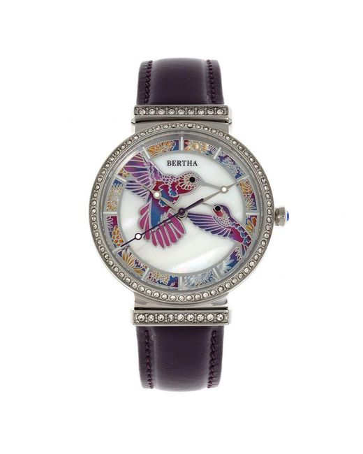 Bertha Gray Emily Mother-Of-Pearl Leather-Band Watch