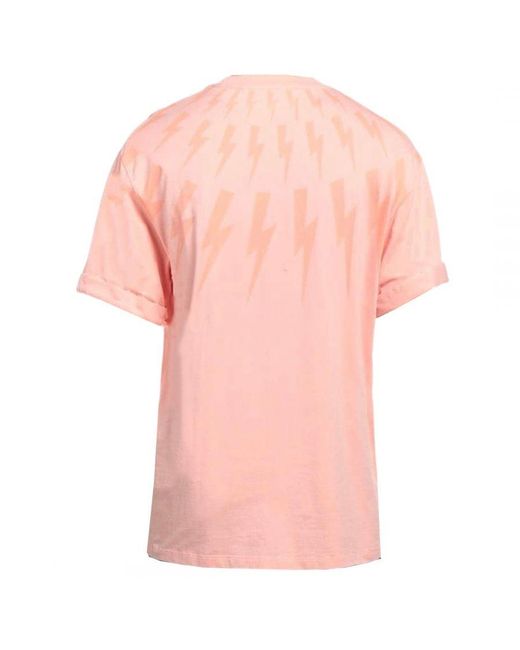 Neil Barrett Pink Fair Isle Thunderbolt Oversize T-Shirt for men