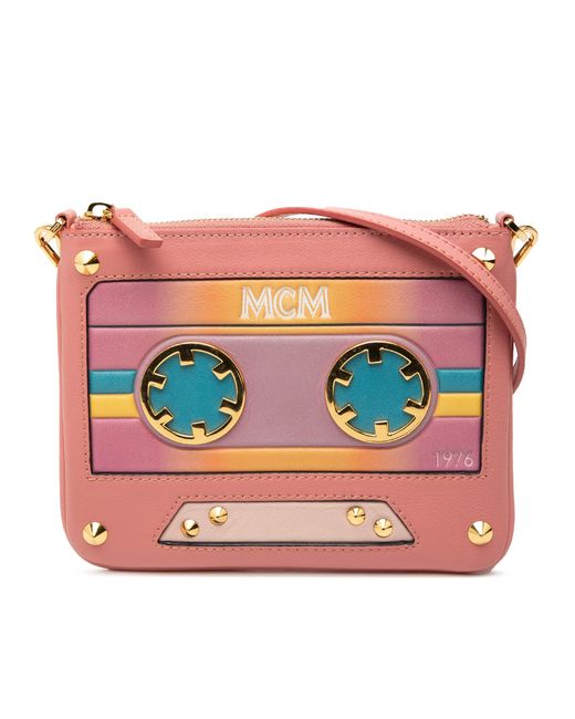 MCM Pink Pre-Owned Leather Cassette Tape Crossbody