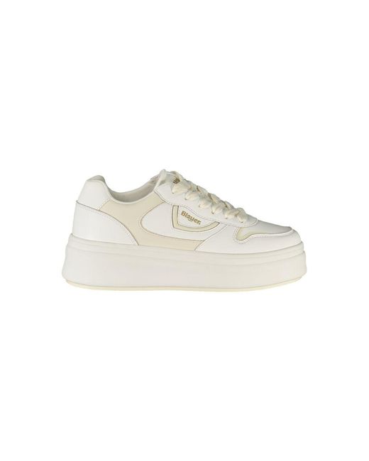 Blauer White Platform Laceup Sneakers