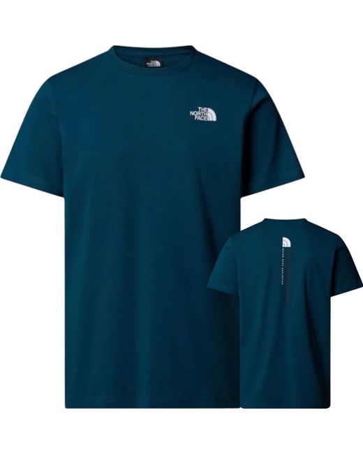 The North Face Blue Vertical Logo Ss T-Shirt Midnight Petrol for men