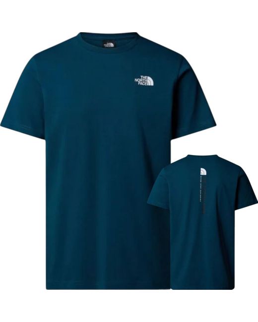 The North Face Blue Vertical Logo Ss T-Shirt Midnight Petrol for men