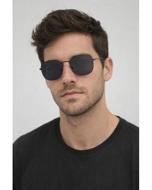 SVNX Black Hexagon Aviator Sunglasses