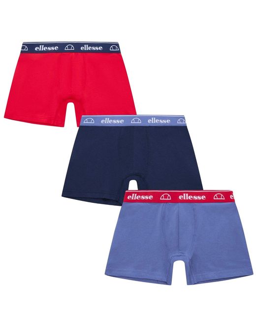 Ellesse Blue Low Rise Boxer Shorts (Pack Of 3) for men