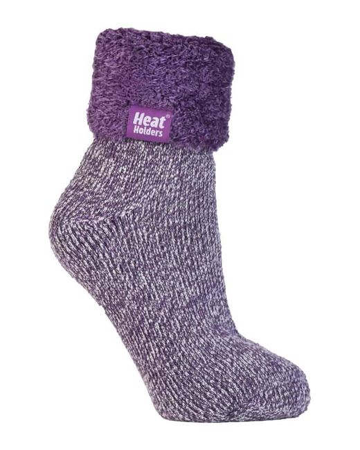 Heat Holders Purple Ladies Non Slip Thermal Low Cut Ankle Slipper Bed Socks With Grips