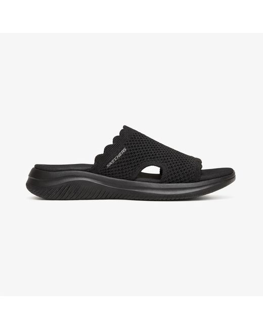 Skechers Black Ultra Flex 3.0 Sandal-Bring I Sliders Textile