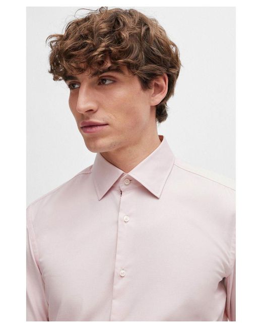 Boss Pink Hugo Boss H-Hank-Kent-C6-242 Long Sleeved Shirt Light Pastel for men